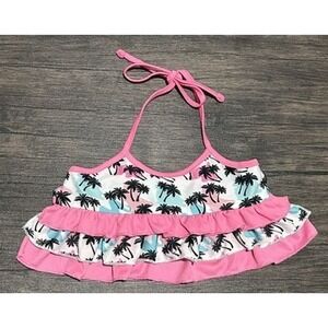 Pink Palm Tree Ruffle Pet Bathing Suit Dog Bikini Swimsuit Medium